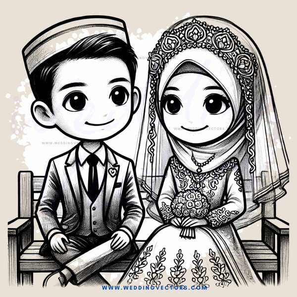 the bride and groom sit side by side