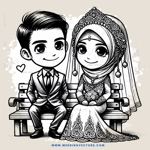 couple on bench for wedding picture