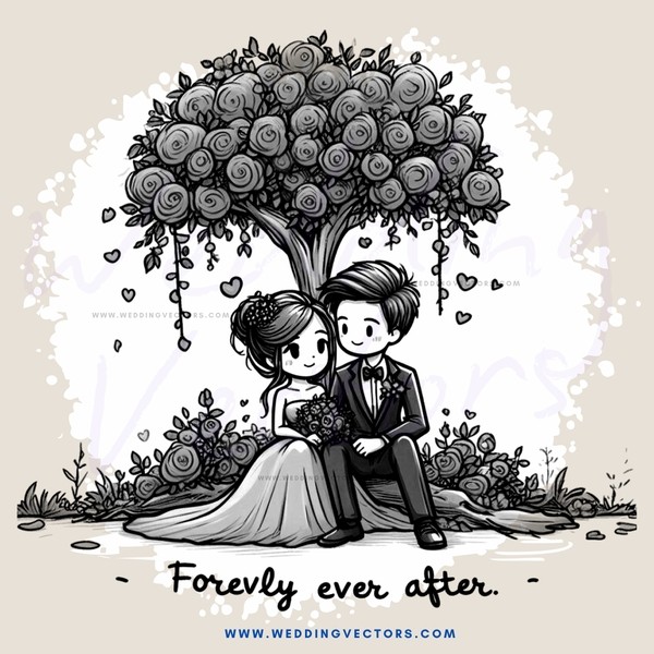 a romantic moment under a tree with wedding decorations