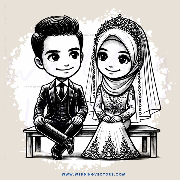 groom and bride sitting on bench