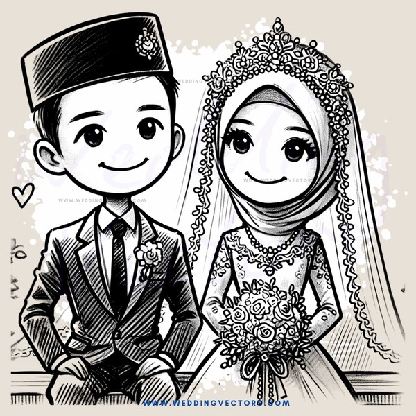 couple smiling on their wedding day