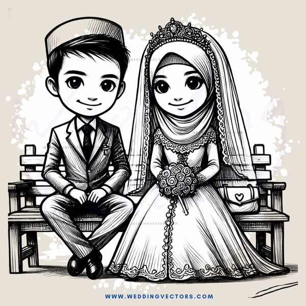 wedding couple sitting down together