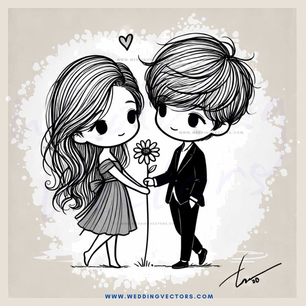 boy and girl holding flowers