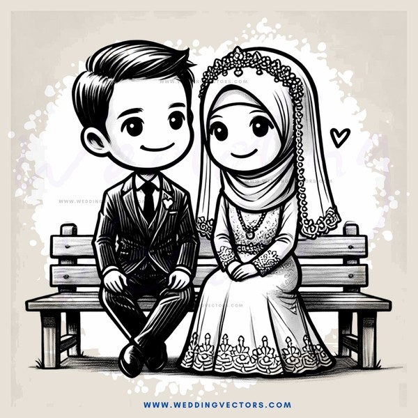 an illustrated wedding scene