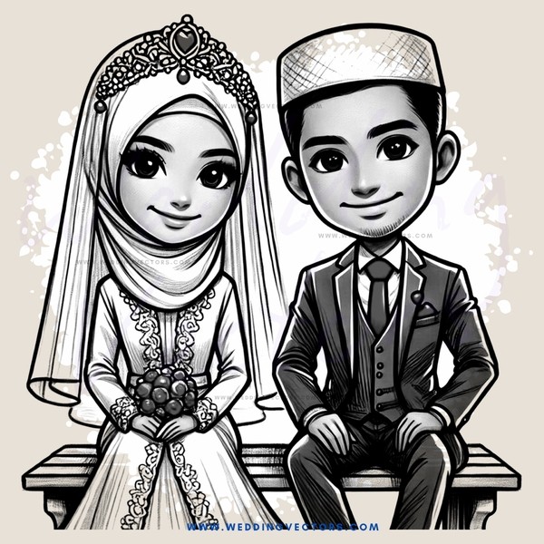 a bride and groom sitting on a bench
