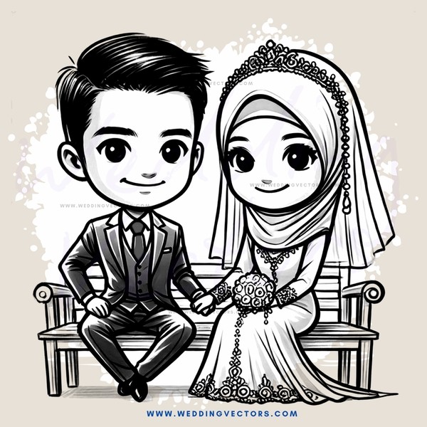 couple sitting together in cartoon drawing