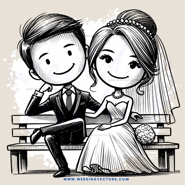 a happy couple sitting on a bench