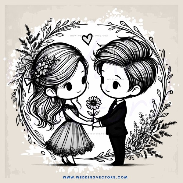 two people standing and holding flowers