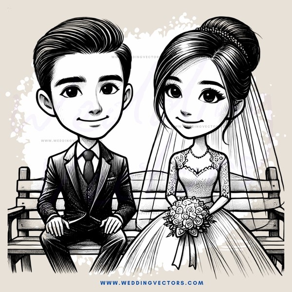 groom and bride in black and white