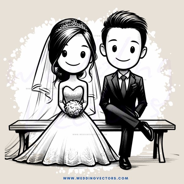 wedding couple sitting together
