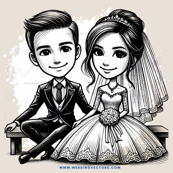 a couple sitting on a bench with wedding attire