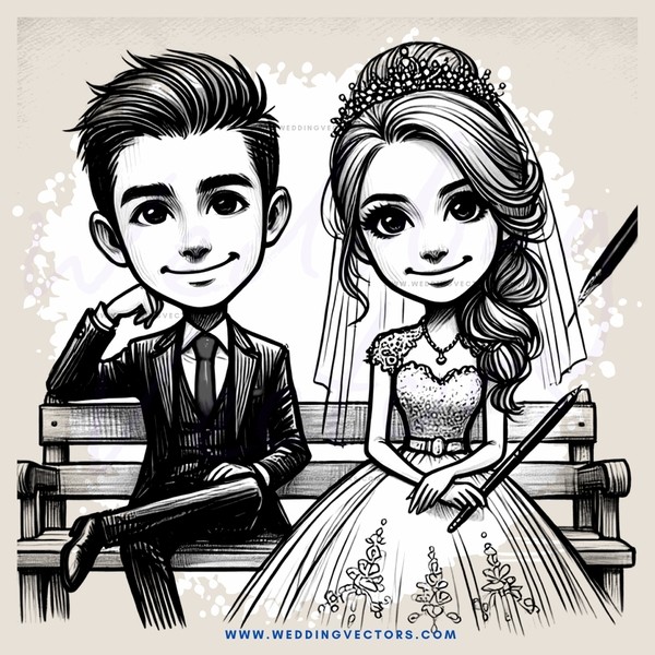 groom and bride cartoon