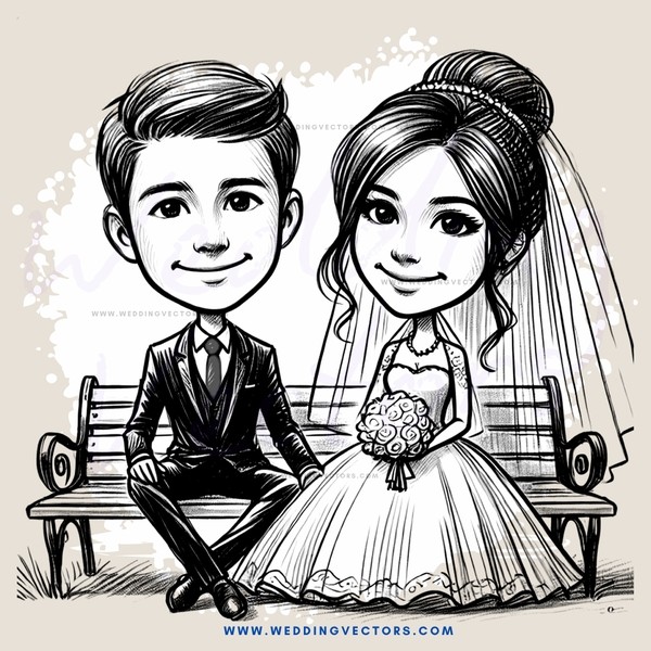 a bride and groom sitting on a bench