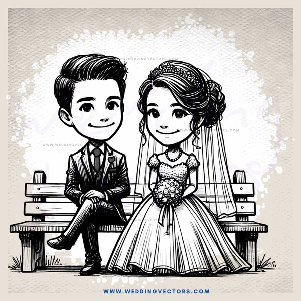 wedding engagement with bench and flowers