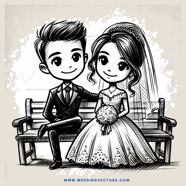 a wedding on a bench