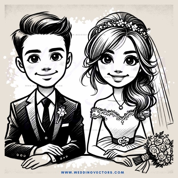 a bride and groom smile at each other