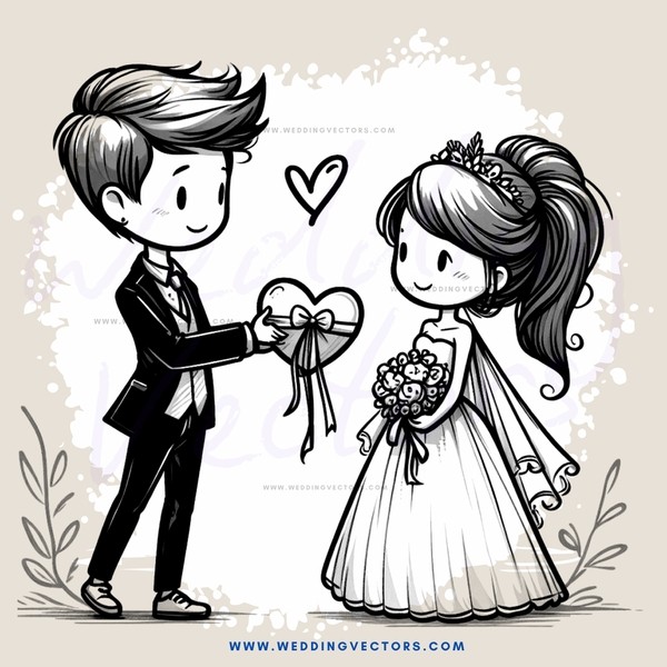 a boy and girl exchanging heart shaped objects
