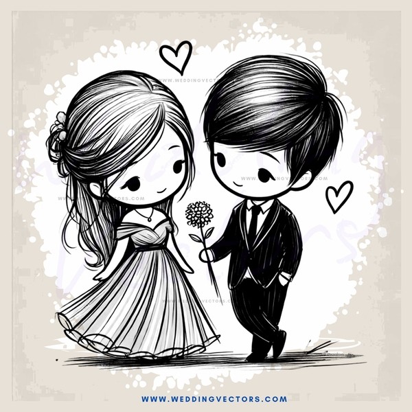 boy and girl holding flowers