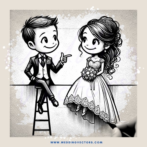 a wedding portrait of a man and woman in black and white