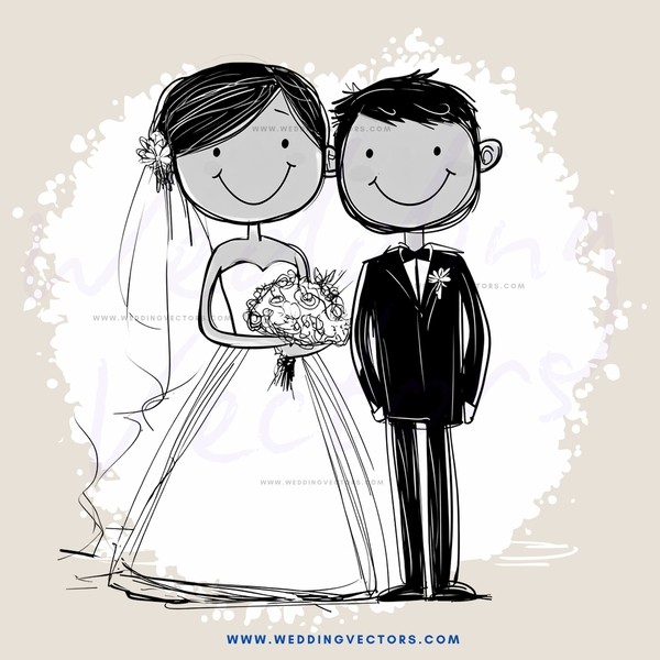 bride and groom with flower bouquet