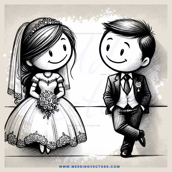 a bride and groom picture in black & white