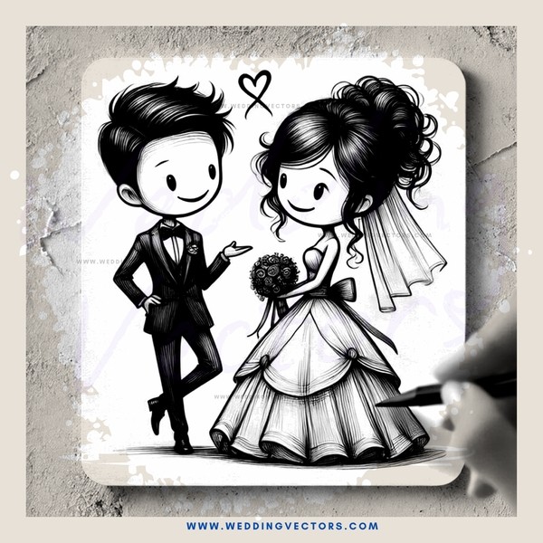 a cartoon of a man and woman getting married