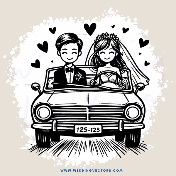 car wooing couple cartoon