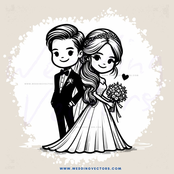 a couple in black and white illustration