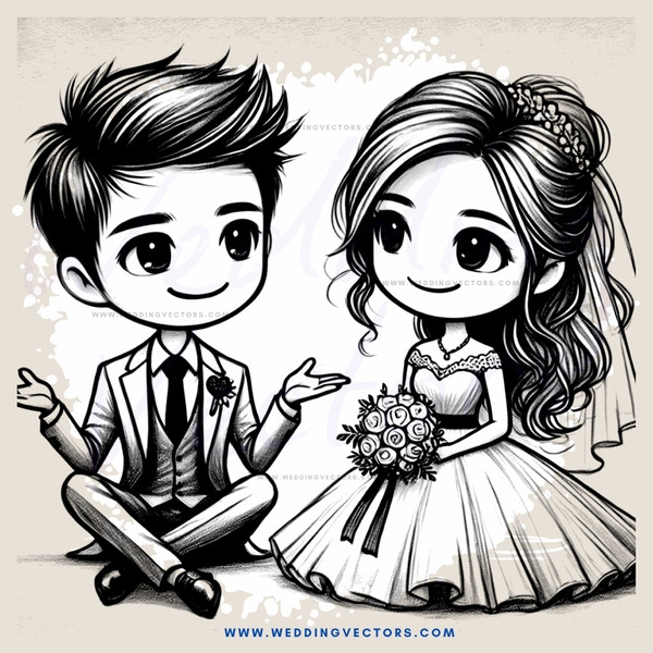 the newlyweds are posing for their picture