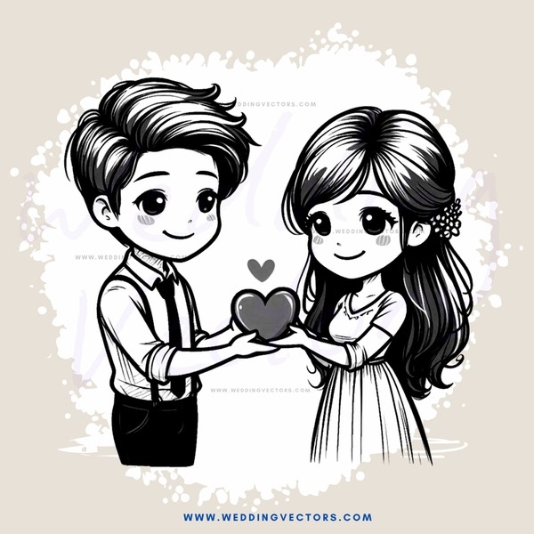 boy and girl holding hearts with smiles