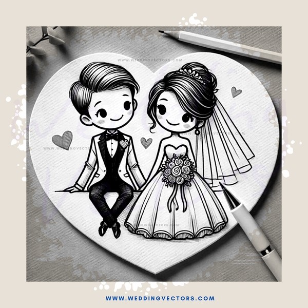 wedding picture on paper heart