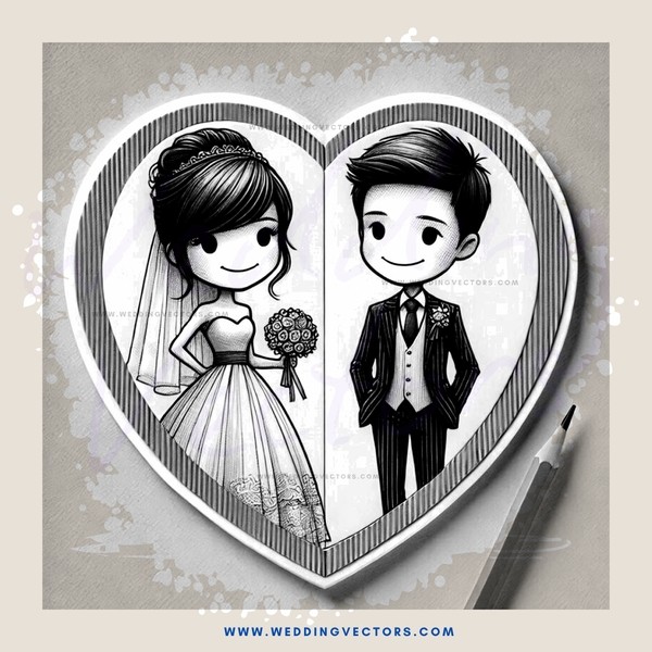 heart tie clip with cartoon drawing