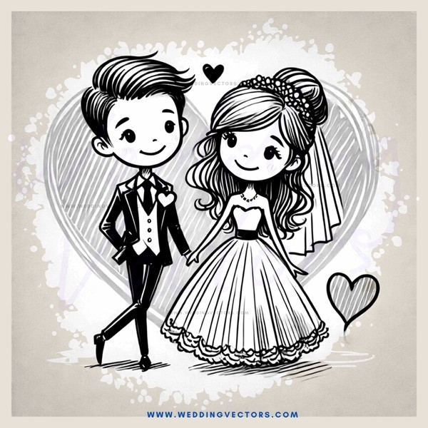 a bride and groom walk together