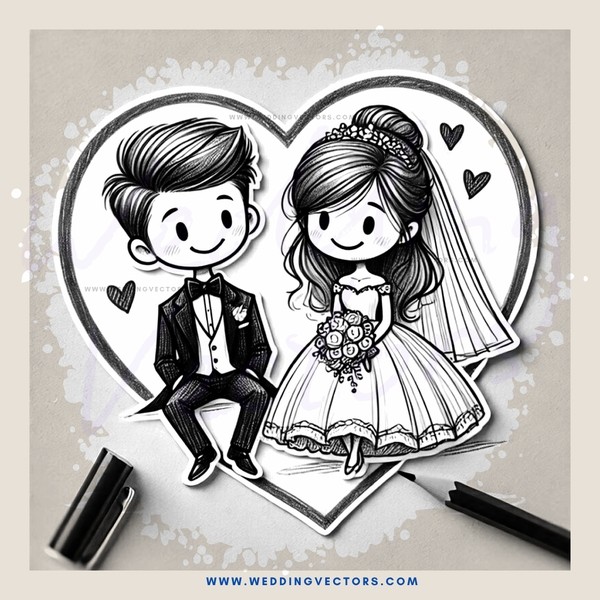 a wedding couple's portrait made with hearts