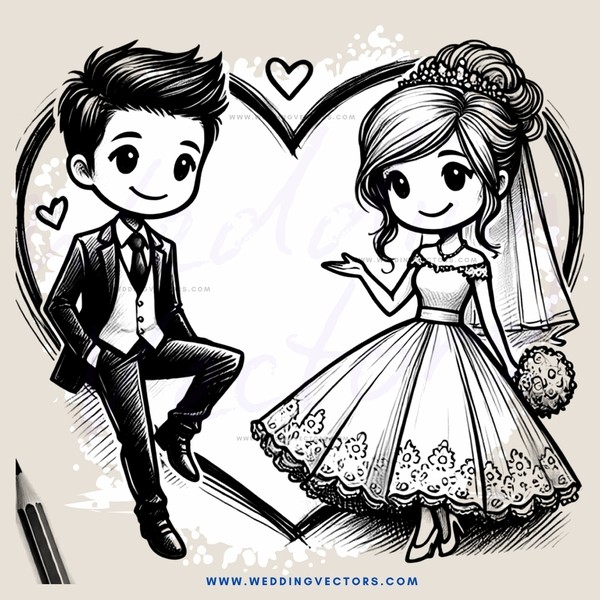 a boy and girl sitting together in wedding attire