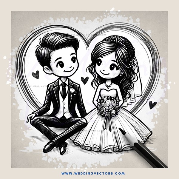 wedding cartoon in love