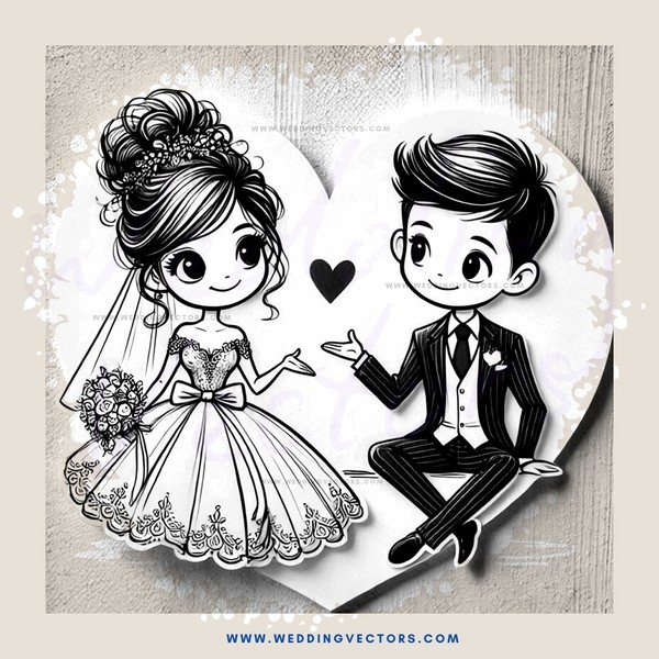 a couple sitting together in their wedding attire