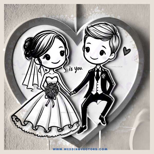 an adorable illustration of a couple in love