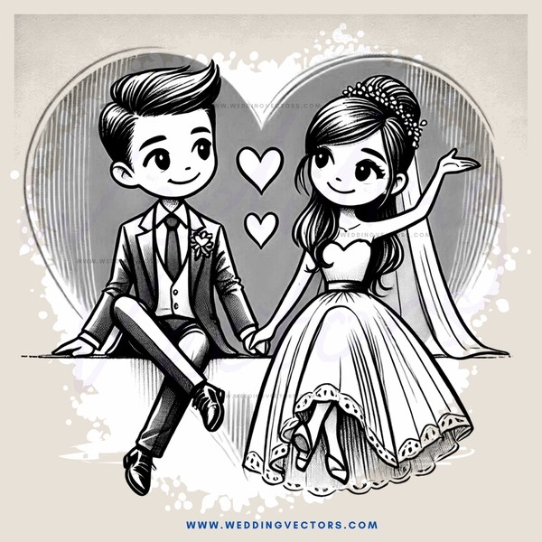 a wedding scene in black and white