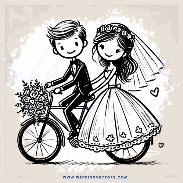bride and groom on bike