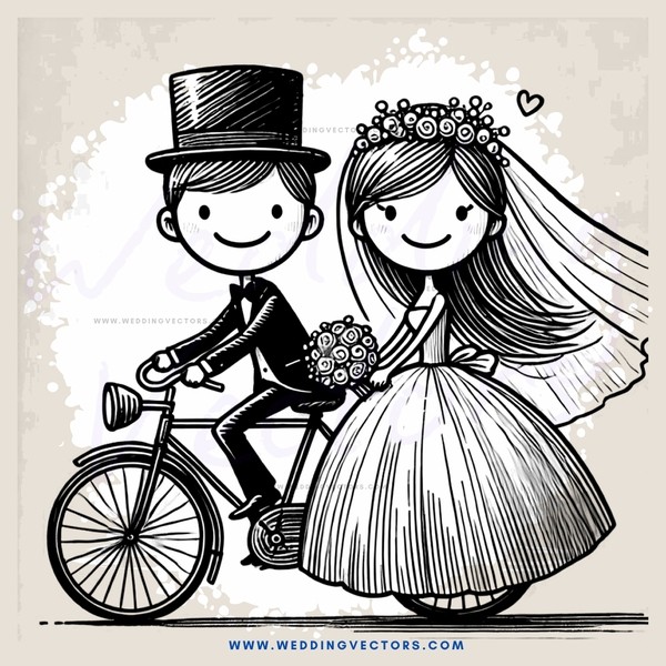 bride and groom on bike