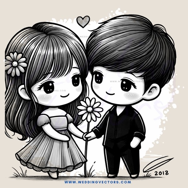 a boy and girl with flowers