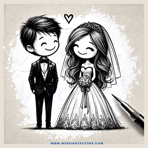 a cartoon wedding picture