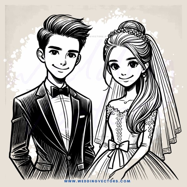 a young couple dressed for their wedding