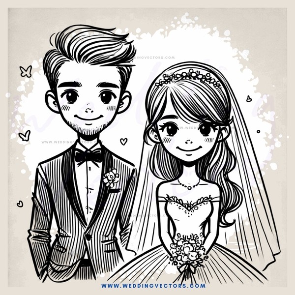 wedding bride and groom comic