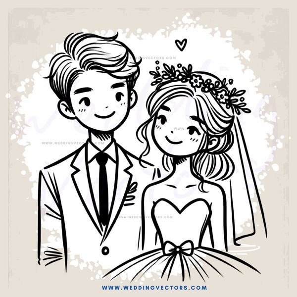 groom and bride smile