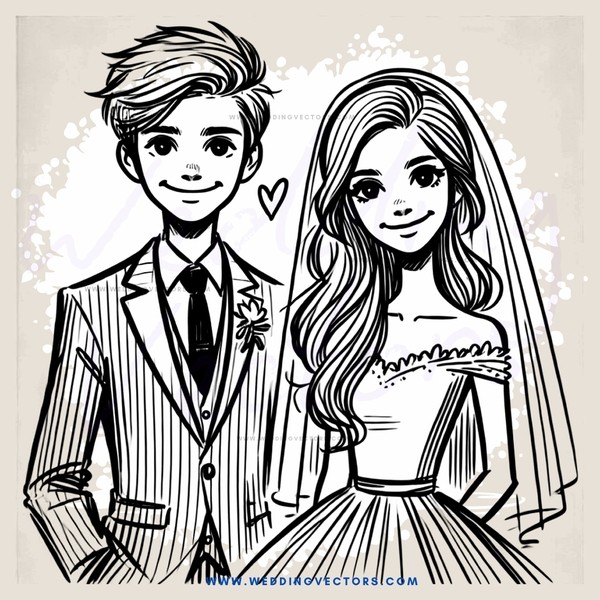 the groom and bride in wedding attire