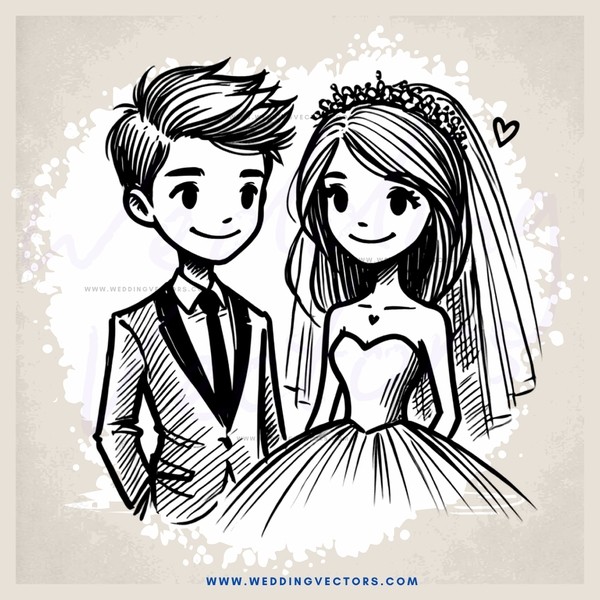 a couple's picture with wedding attire