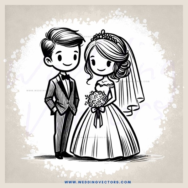 groom and bride posing together