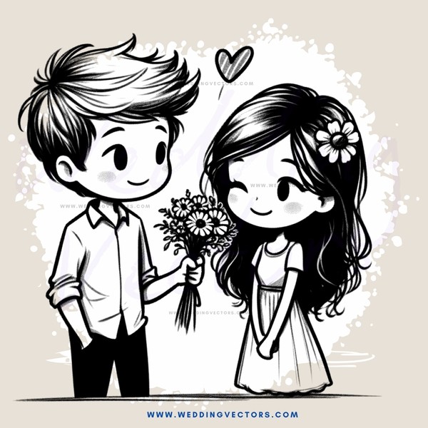 boy and girl with flowers